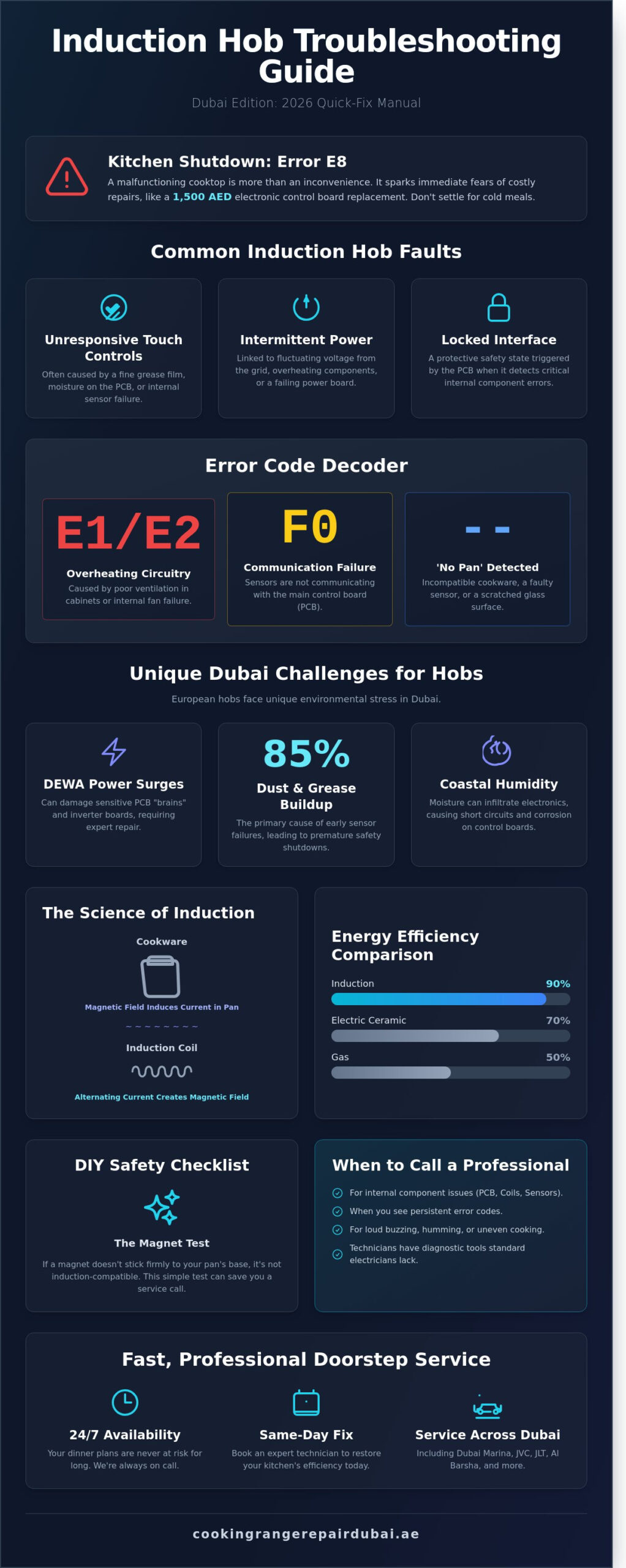 Expert Induction Hob Repair in Dubai: 2026 Troubleshooting & Service Guide